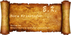 Bora Krisztofer névjegykártya